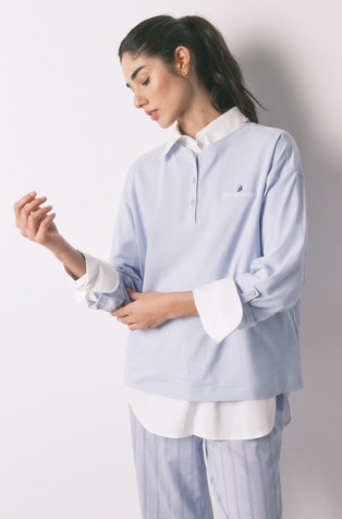 Pamučni gornji dio pidžame dugih rukava