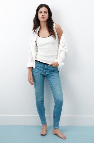 Skinny fit jeans hlače s visokim strukom