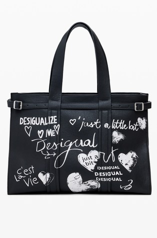 Velika shopper torba od umjetne kože s natpisima
