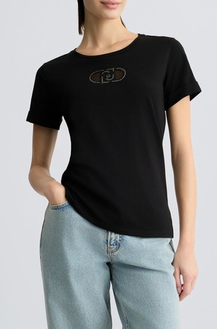 Pamučna majica s logotipom i ukrasnim kamenčićima
