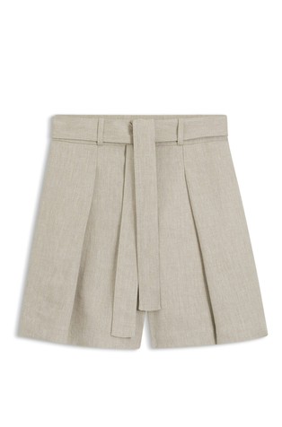 Relaxed fit kratke suknja-hlače od mješavine lana