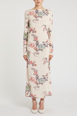 Stretch viscose dress with floral print
