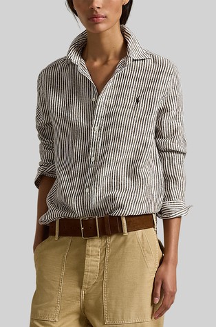 Classic fit prugasta lanena košulja