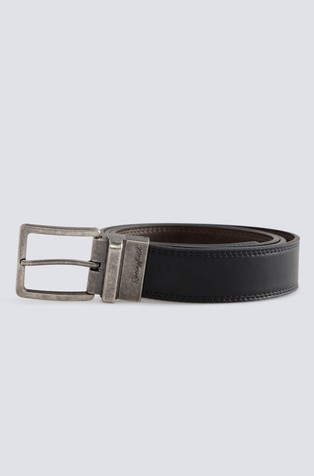 Reversible faux-leather belt