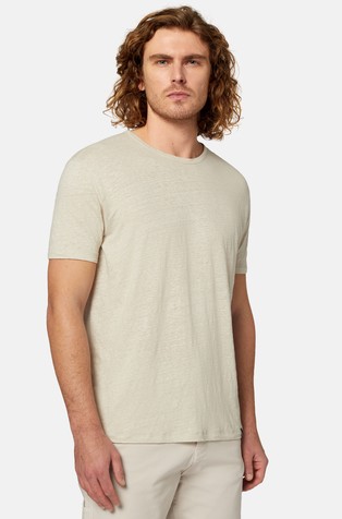 Regular fit T-shirt in stretch linen jersey
