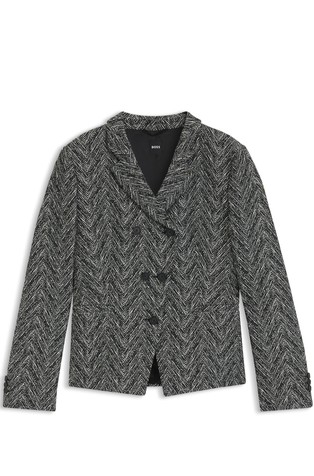 Regular fit sako od tvida s uzorkom riblje kosti