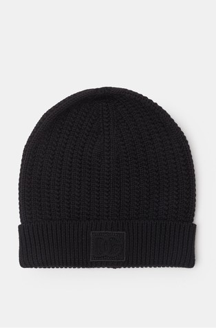 Teksturirano pletena kapa od mješavine vune s logotipom