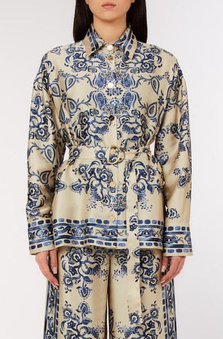 Košulja s kontrastnim uzorkom i remenom