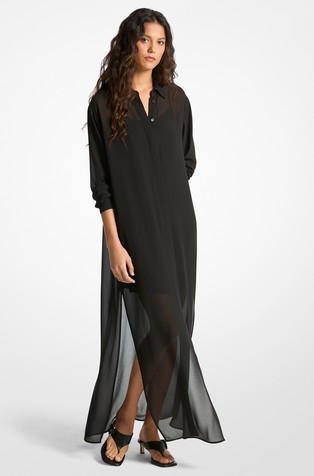 Georgette Belted Shirtdress