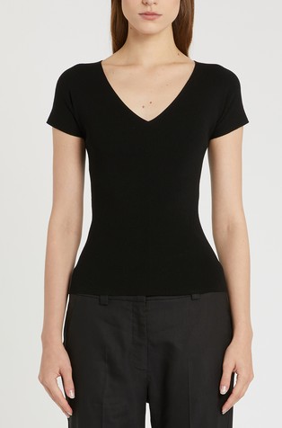 Rib-knit viscose-blend tee