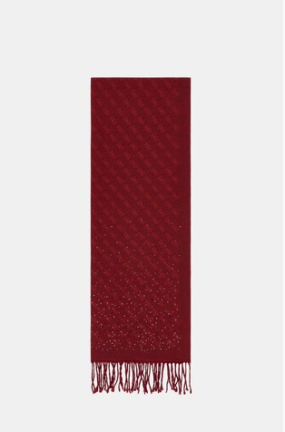 Monogram knit scarf with rhinestones
