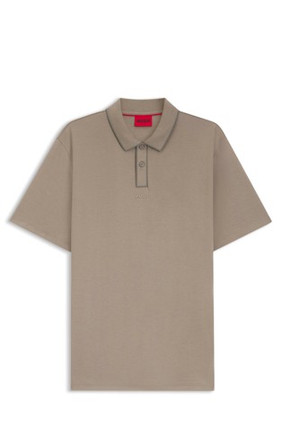 Cotton-jersey polo shirt with contrast edges