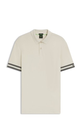 Slim fit pamučna polo majica s prugastim detaljima