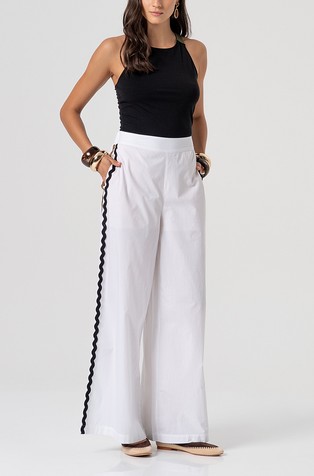 Pamučne palazzo hlače s kontrastnim prugama