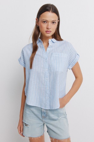 Linen blend short sleeved shirt