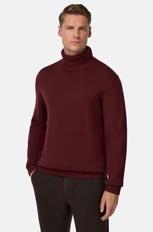 Pleten vuneni pulover s visokim ovratnikom