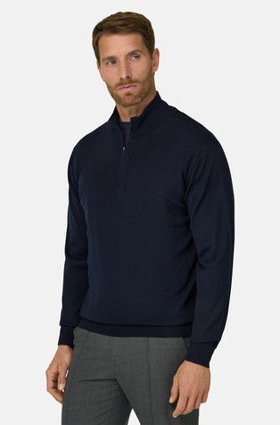 Half-zip neck sweater in merino wool