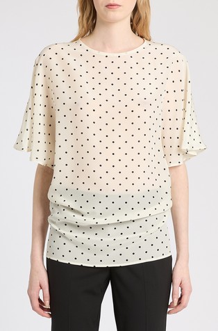 Silk short sleeved blouse with pattern