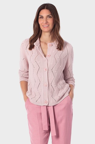 Knit cardigan with perforations