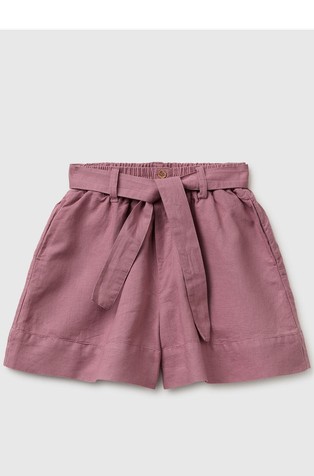 Linen blend shorts with sash