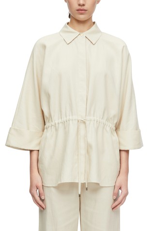 Blouse jacket with three-quarter sleeves in lyocell and viscose blend