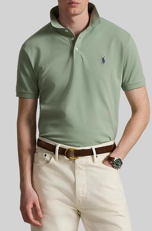 Custom slim fit rastezljiva polo majica s mrežastom strukturom