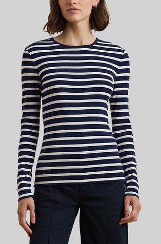Prugasta majica dugih rukava od rastezljivog pamuka