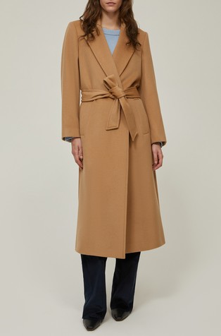 Vuneni kaput s trakom za vezanje