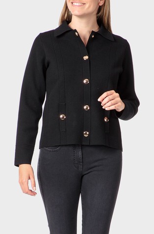 Cardigan with metal press buttons