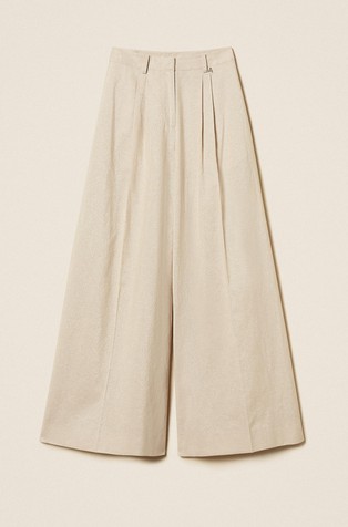 Wide cotton blend trousers with lurex