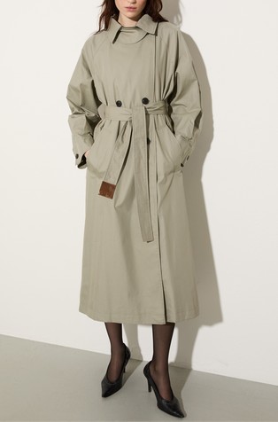Water-repellent gabardine trench coat