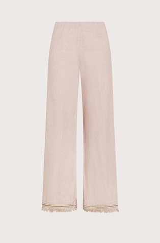 Straight fit hlače od rastezljive mješavine lana i pamuka