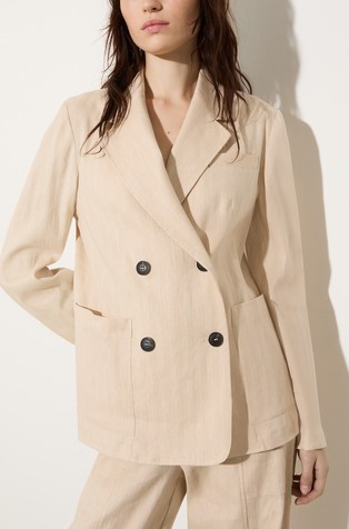 Linen and cotton-blend double-breasted blazer