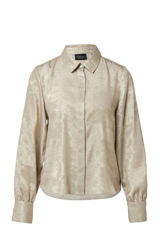 Shimmering blouse with concealed button placket