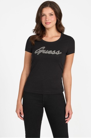 Majica s logotipom od ukrasnih kamenčića