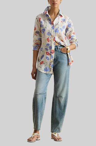 Relaxed fit Floral Linen Shirt