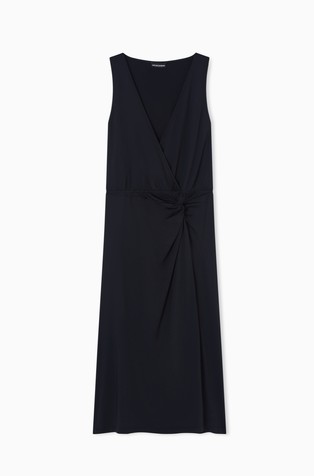 Sleeveless dress with draping