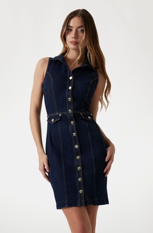 Pripijena denim haljina bez rukava