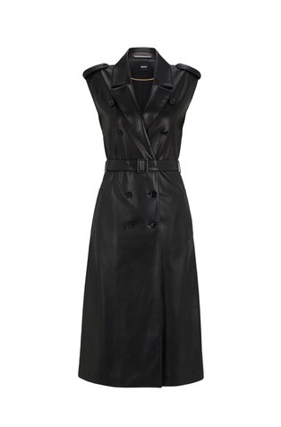 Košulja-haljina od umjetne kože s dvorednim kopčanjem