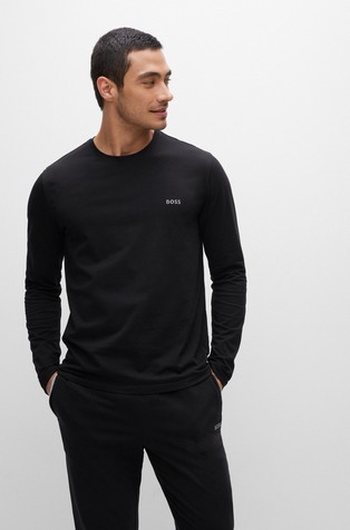 Regular fit pamučna majica dugih rukava s izvezenim logotipom