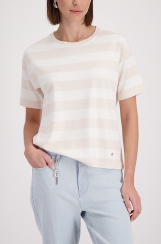 T-shirt with stripes in viscose-blend