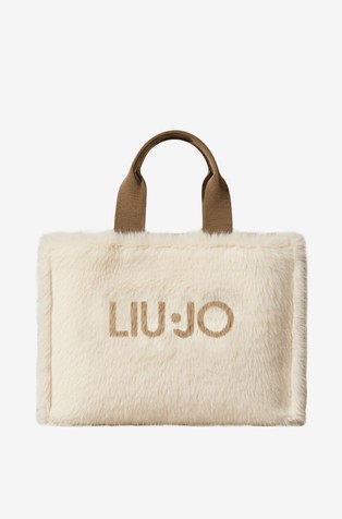 Faux fur logo tote bag