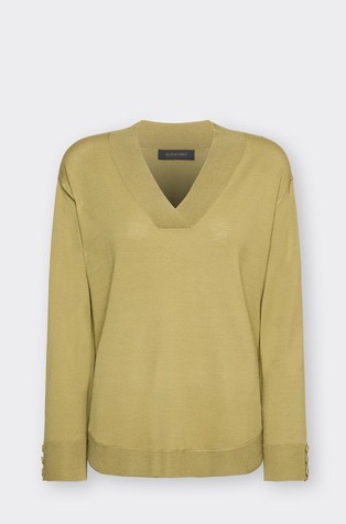 Pleten pulover od mješavine viskoze s V-izrezom