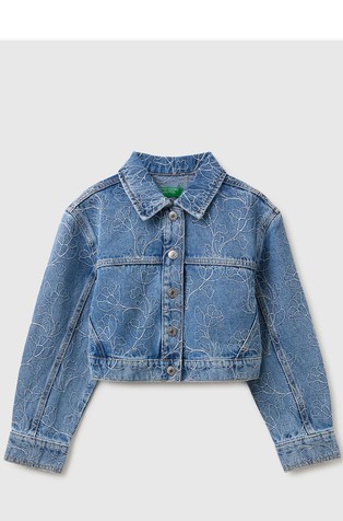 Cropped denim jakna s vezovima