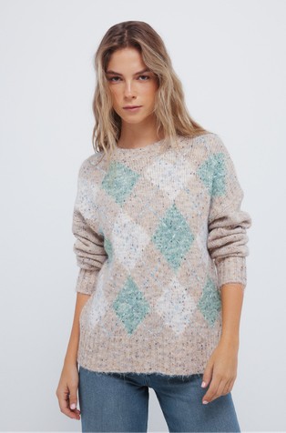 Mottled diamond-print jumper