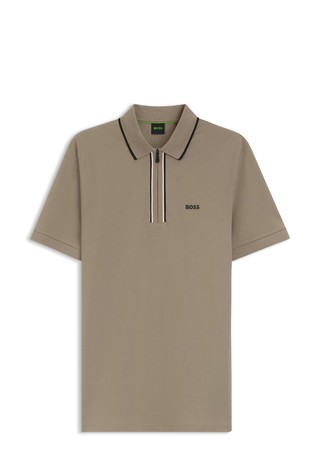Slim-fit polo shirt with half zip