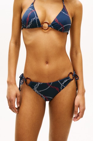 Print Ring Side Tie Bikini Bottoms