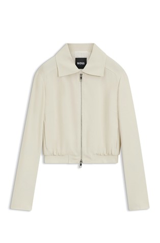 Regular fit košulja-jakna od krep tkanine s patentnim zatvaračem