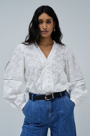 Bluza sa žakard cvijećem