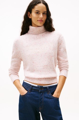 Pleten pulover s visokim ovratnikom